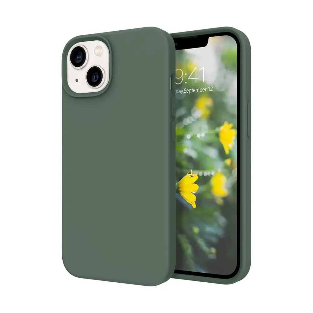 iPhone 13|iPhone 14|iPhone 15 Original Official Soft Silky Back Case (Army Green)
