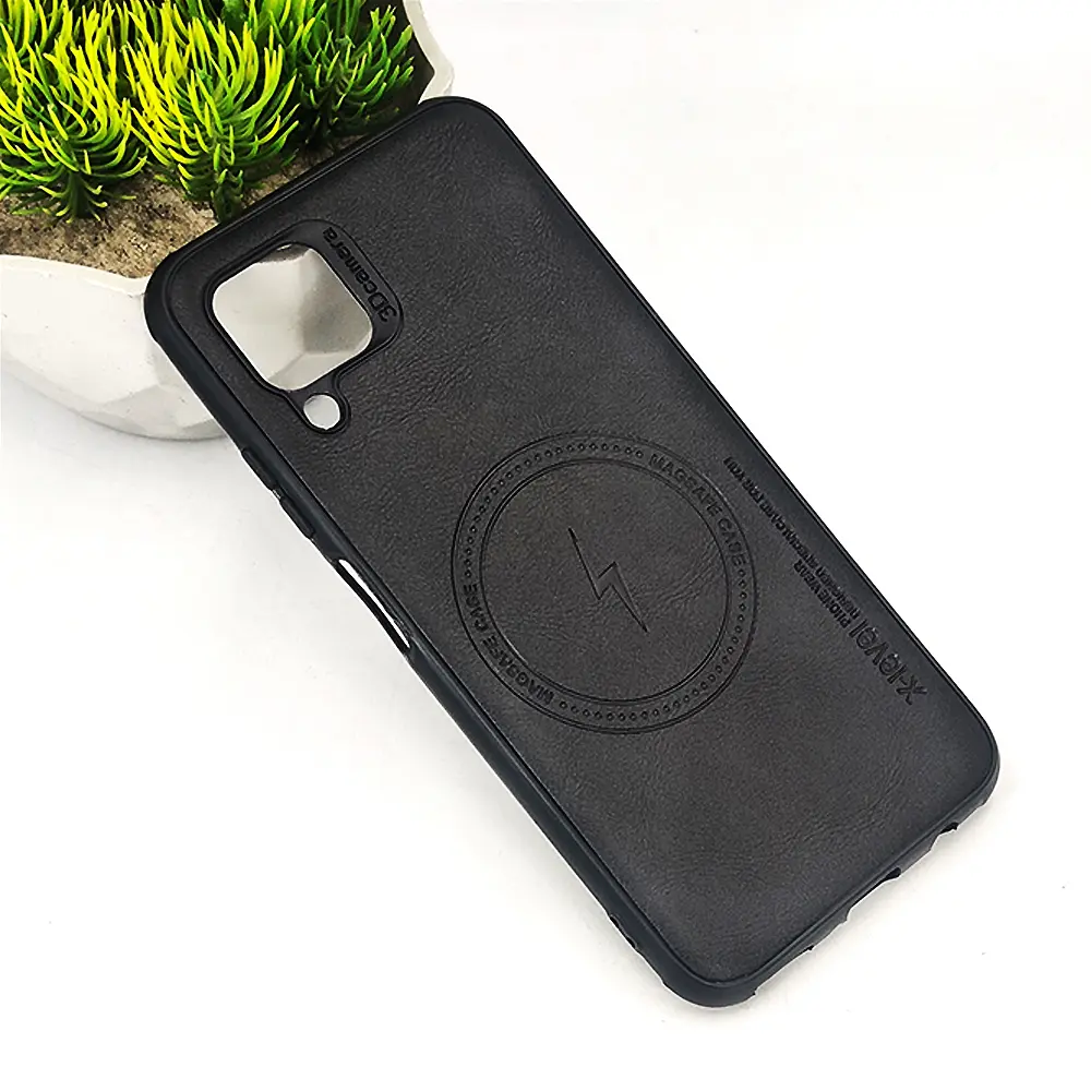Huawei Nova 7i Magsafe Logo X-Level Luxuary Leather Back Case (Black)