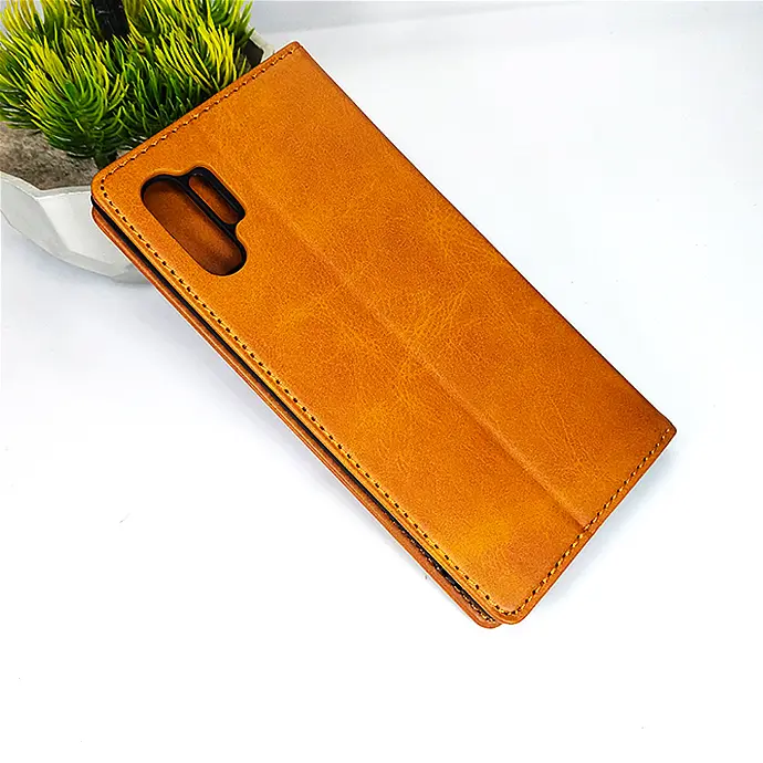 Samsung Galaxy Note 10 Plus Leather Book Case (Golden)