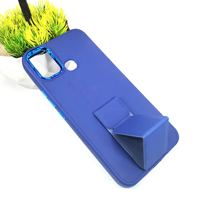 Infinix Smart 5|Smart 6|Hot 10 Lite Silicone With Grip|Stand Back Case (Navy Blue)