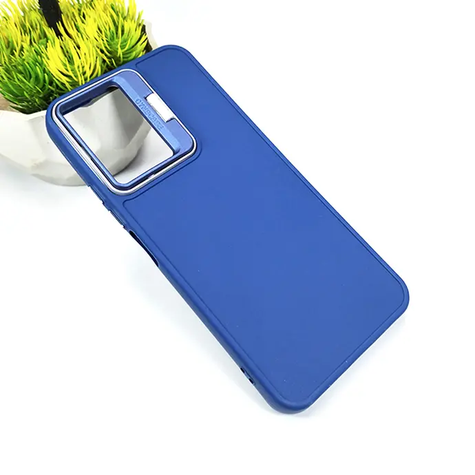 Vivo Y36 Silicone With Grip|Stand Back Case (Navy Blue)