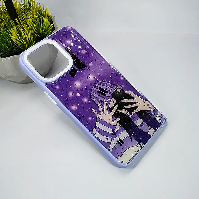 [PO40BIP15PMAX-6-29] iPhone 15 Pro Max Fancy 3D Glitter Shine Printed Back Case (Light Purple)