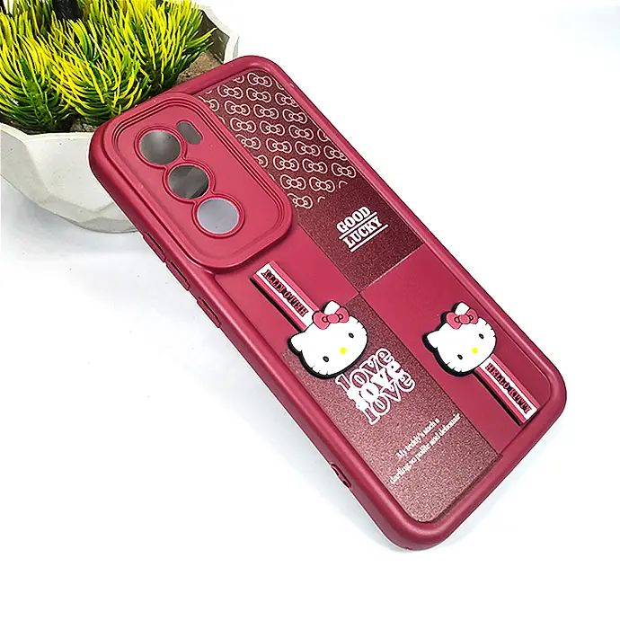 [PO51BORNO12-33-21] Oppo Reno 12 5G Ladies Sweet Kitty Good Lucky Logo Back Case (Maroon)