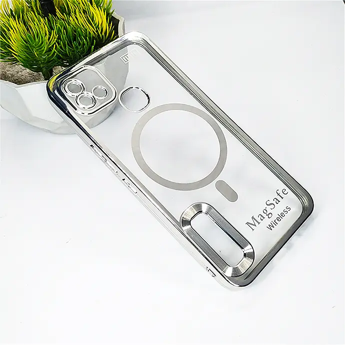 [PO29BIHOT10I-29-7] Infinix Hot 10i|Smart 5 Pro Magsafe CD Chrome Back Case  (Silver)