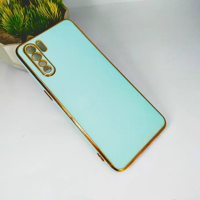 Oppo F15|Reno 3 4G Gold Chrome Back Case (Sea-Green)