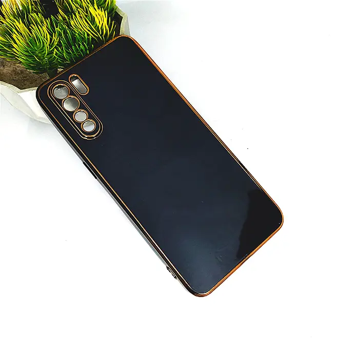 Oppo F15|Reno 3 4G Gold Chrome Back Case (Black)