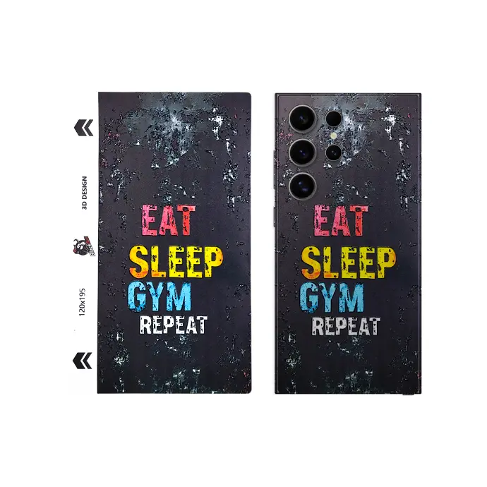 3D Printed Mobile Back Customize Skin (Eat Sleep Gym Repeat)