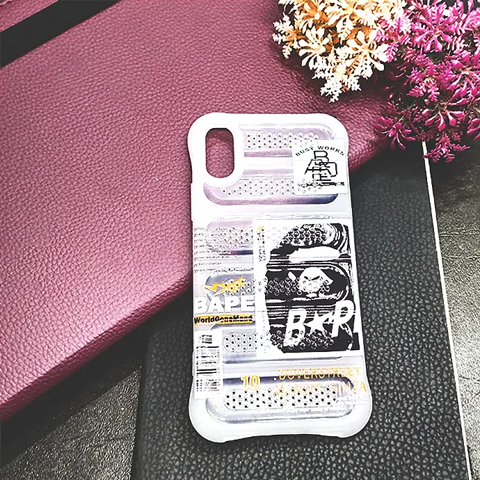 iPhone X/XS Colour Printed Silicone Cooling Mesh Back Case - Crystal