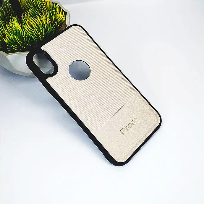 iPhone XR Lining Texture Leather Logo Back Case (Skin)