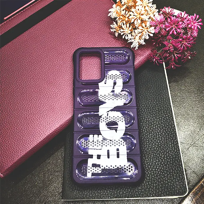 [PO15BVIY33S-18-12] Vivo Y33s|Y33T|Y21T|Y21s Purple Colour Printed Silicone Cooling Mesh Back Case