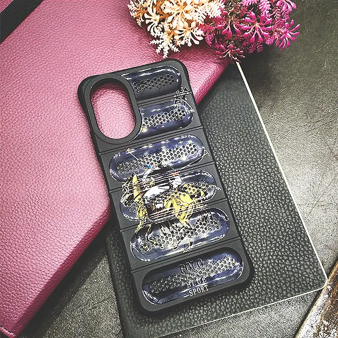 Oppo A18/A38 Colour Printed Silicone Cooling Mesh Case - Stylish Black