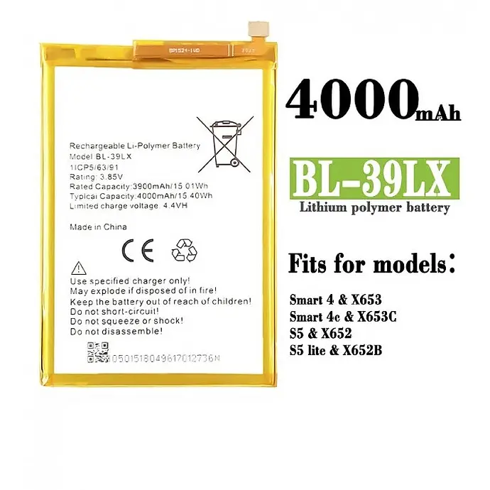 [BT INF39LX-5] Infinix 39 LX Full 4000mAh Battery for Smart 4/S5 - Reliable Power Source