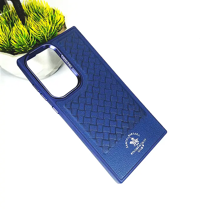 [PO43BSS23U-7-17] Samsung Galaxy S23 Ultra Leather Texture Santa Barbara Polo & Racquet Club Back Case (Navy Blue)