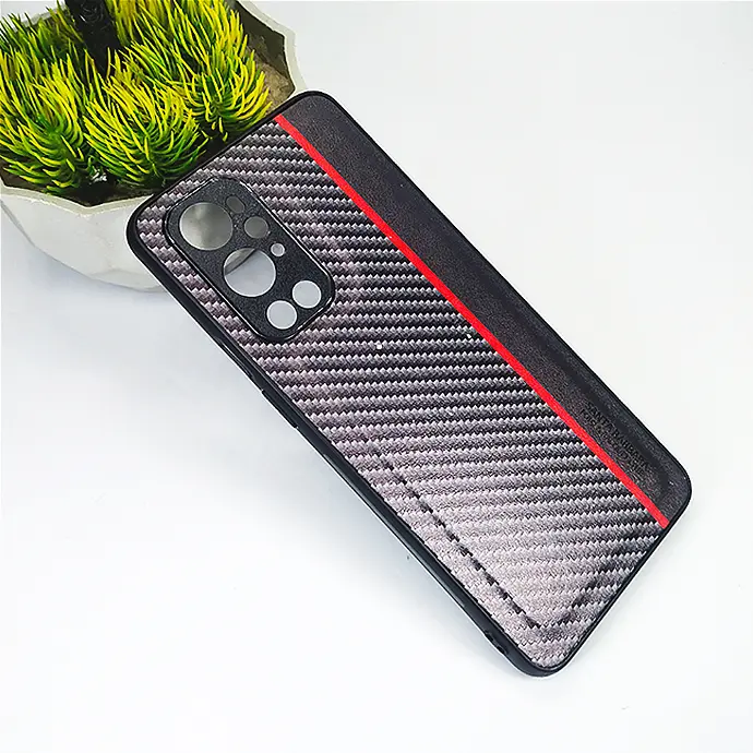 OnePlus 9 Pro Matte Hard Red Line Back Case (Black)