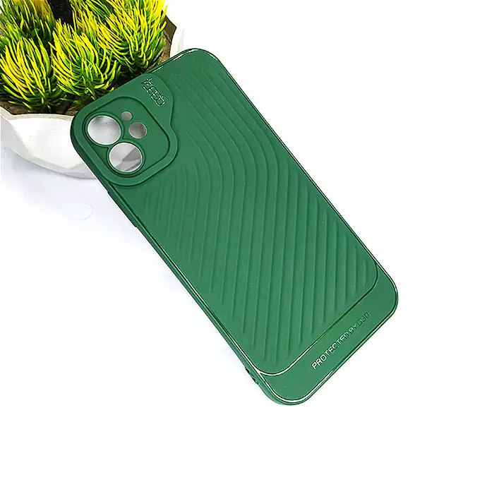 Green Luxury Carbon Texture Soft Silicone Back Case for iPhone 11
