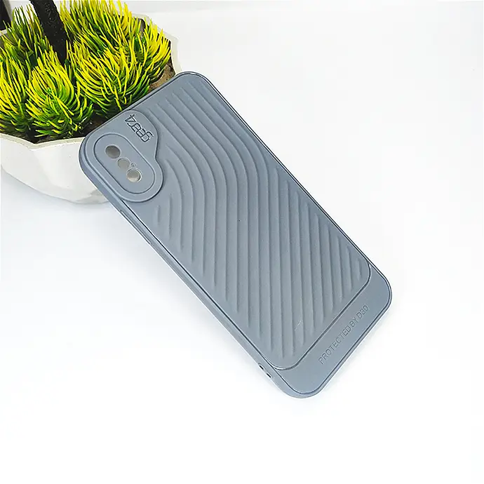 iPhone X/XS GEAR 4 Luxuary Carbon Texture Soft Silicone Back Case (Gray)