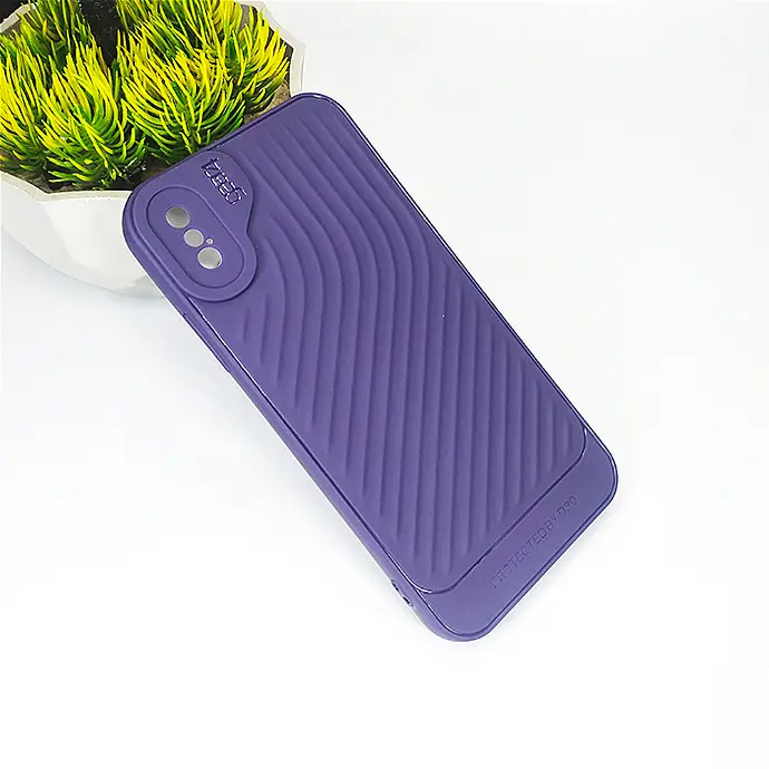 iPhone X/XS GEAR 4 Luxuary Carbon Texture Soft Silicone Back Case (Purple)