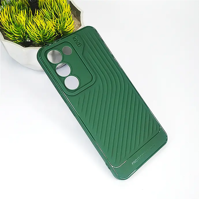 Vivo Y100 4G GEAR 4 Luxuary Carbon Texture Soft Silicone Back Case (Green)