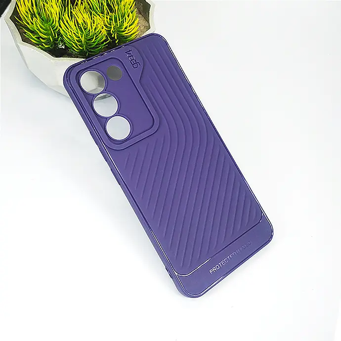 Luxury Carbon Texture Case for Vivo Y100 4G - Purple Soft Silicone