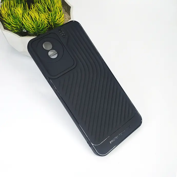 Vivo Y02T GEAR 4 Luxuary Carbon Texture Soft Silicone Back Case (Black)