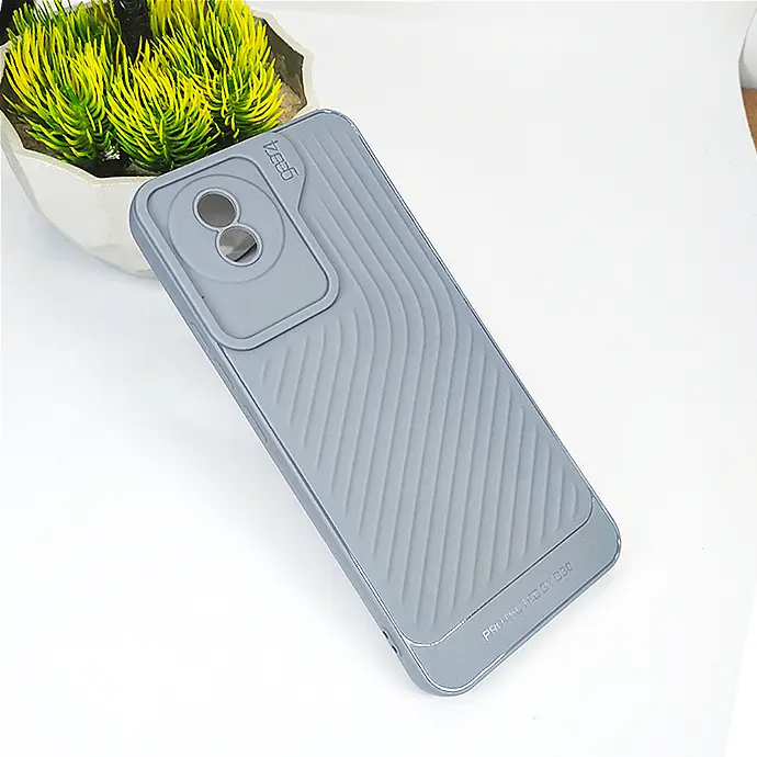 Vivo Y02T GEAR 4 Luxuary Carbon Texture Soft Silicone Back Case (Gray)