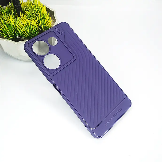 Tecno Camon 20 Pro Luxury Carbon Texture Silicone Case - Purple