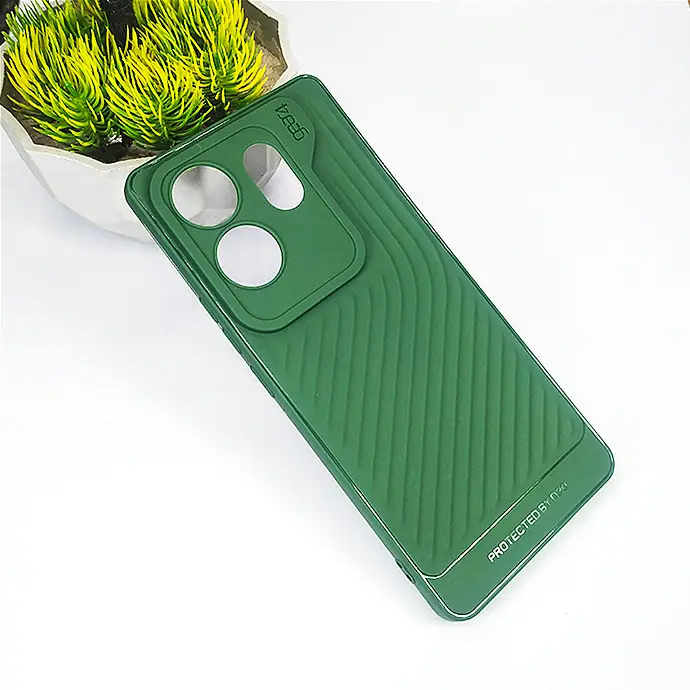 Infinix Zero 30 GEAR 4 Luxuary Carbon Texture Soft Silicone Back Case (Green)