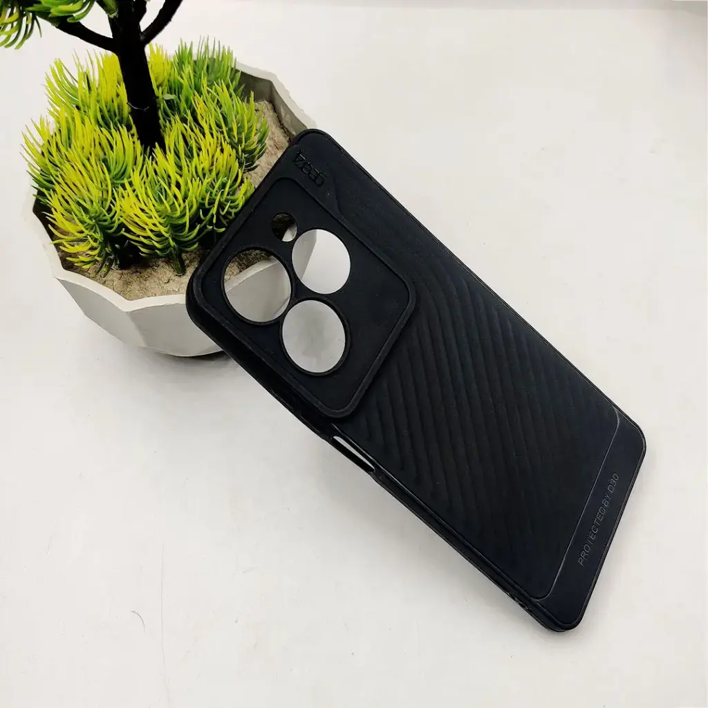 Infinix Hot 40/40 Pro GEAR 4 Luxuary Carbon Texture Soft Silicone Back Case (Black)