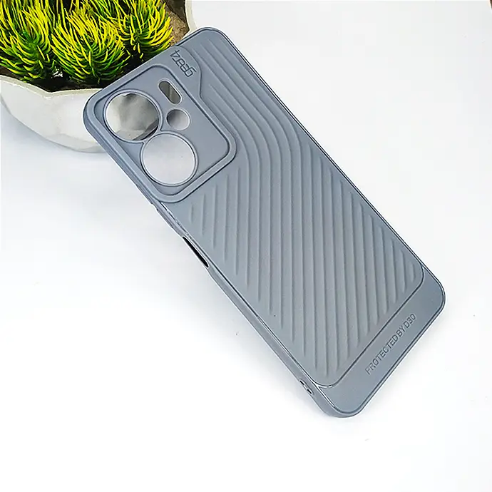 Redmi 13C Gear 4 Luxury Case - Carbon Texture, Soft Silicone, Gray
