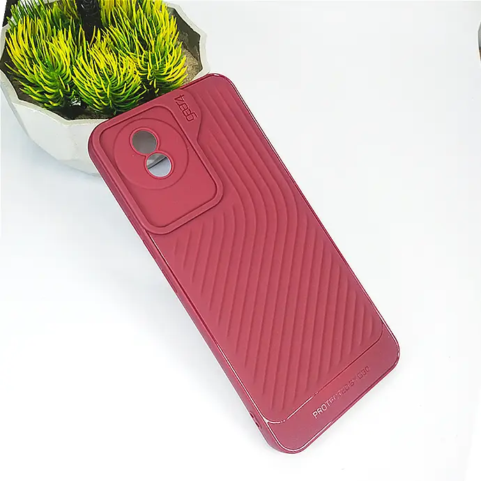 Luxury Carbon Texture Case for Vivo Y02T - Maroon Soft Silicone