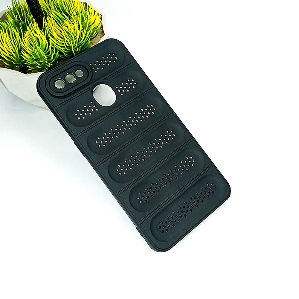 [PO14BOA5S-45-2] Oppo A5s/A12/A7/A11K Cooling Mesh Silicone Back Case - Black