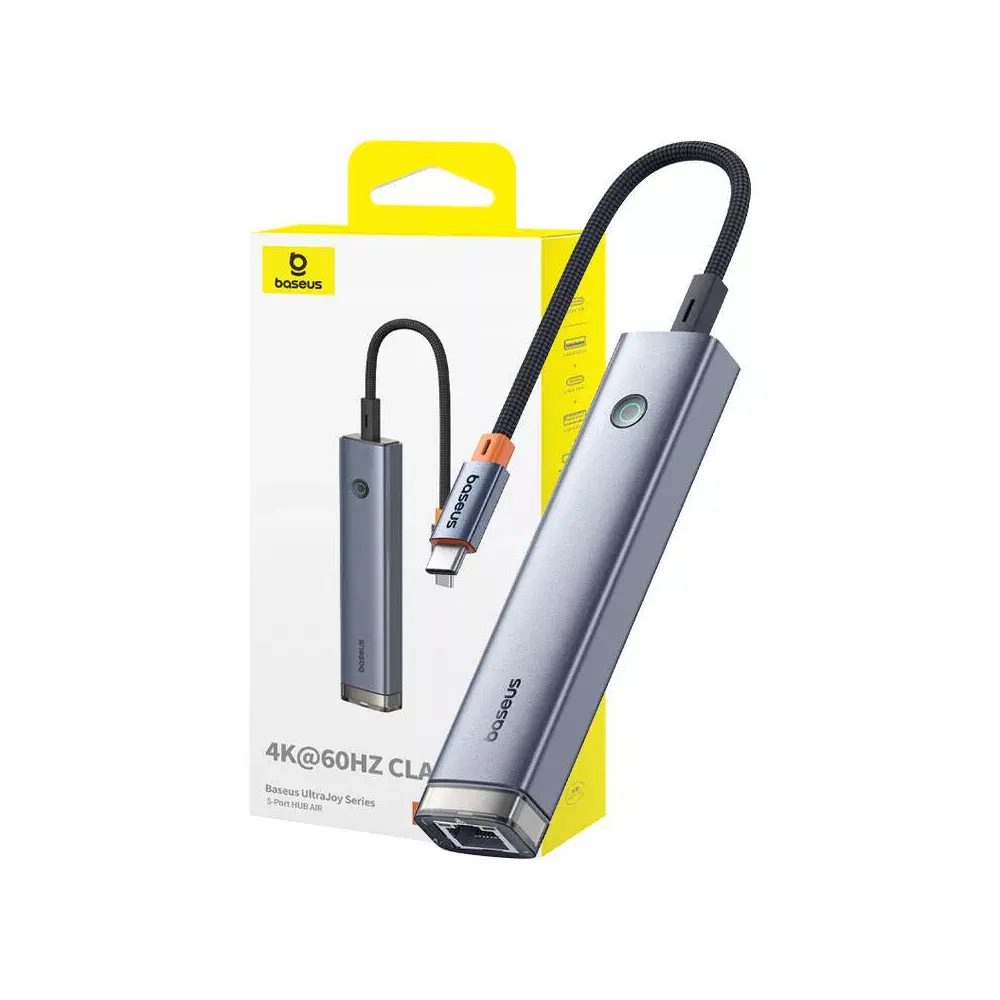 Baseus UltraJoy Series 5-Port Type-C to  HDMI4K@60Hz*1 + USB3.0*2 + PD*1 + RJ45*1）