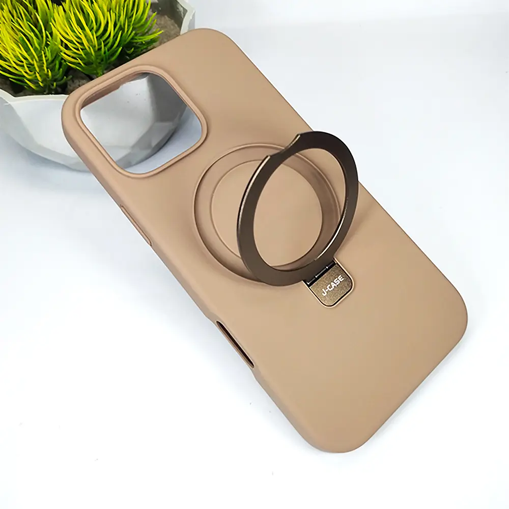 [PO14BIP16PMAX-5-42] iPhone 16 Pro Max J-CASE Liquidity Armour Bracket&Magsafe Soft Liquid Official Silicone Back Case (Desert Titanium)