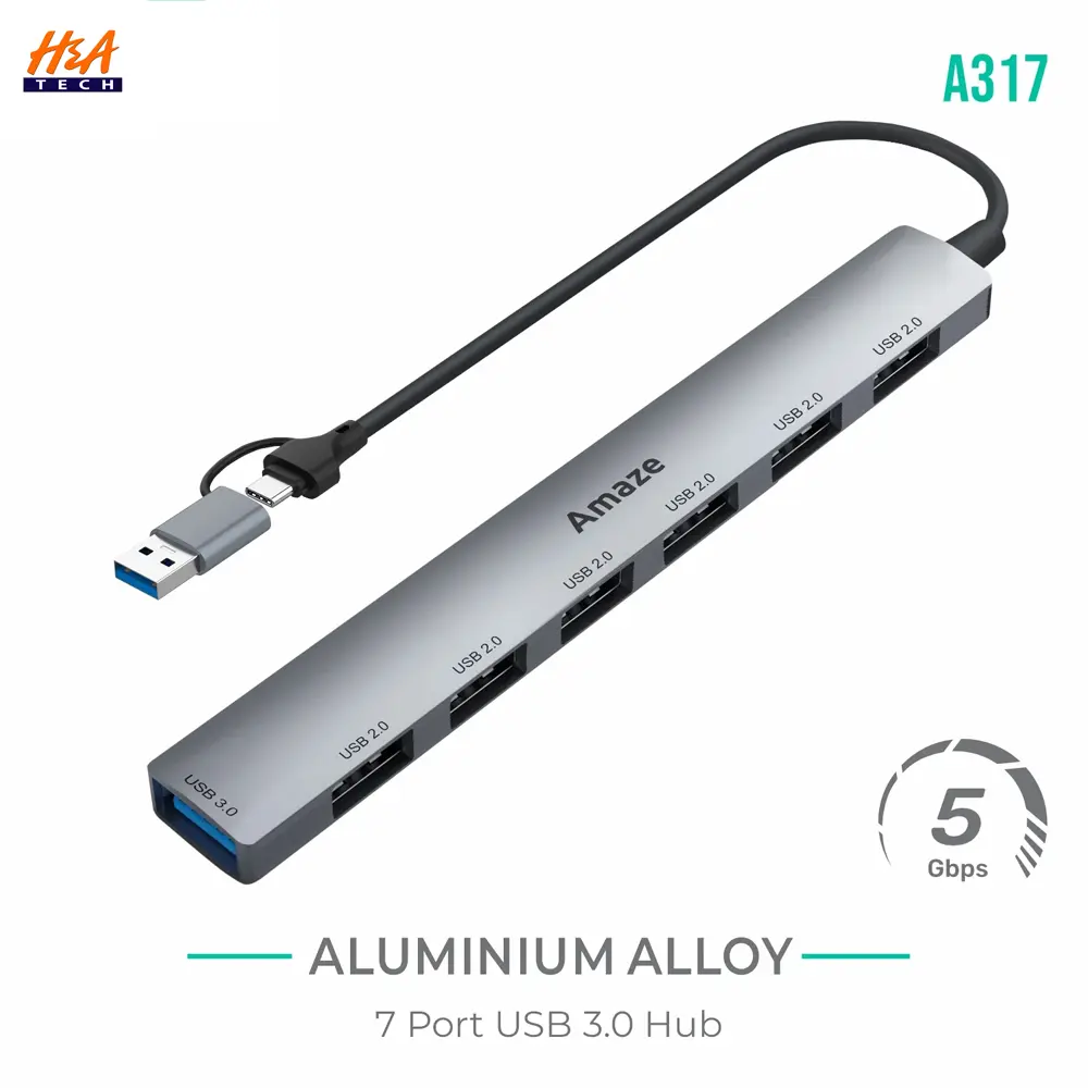 USB3.0 + Type-C 7 Ports USB3.0 Hub 