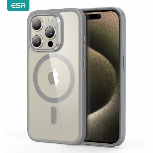 ESR Classic Hybrid Case (HaloLock), iPhone 15 Pro Max, Clear Grey 