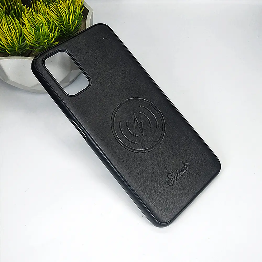 [PO18BOA52-20-2] Oppo A52/A92/A72 Wireless Logo Leather Back Case - Black Stylish Protection