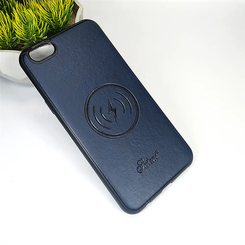 Oppo F3 Wireless Logo Leather Back Case - Stylish Navy Blue Protection