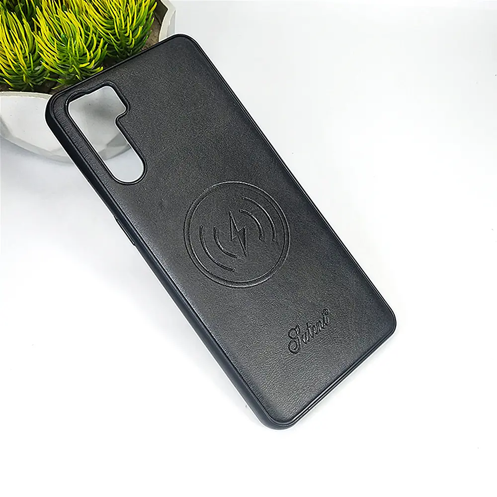 Oppo F15/Reno 3 4G Wireless Logo Leather Back Case (Black)