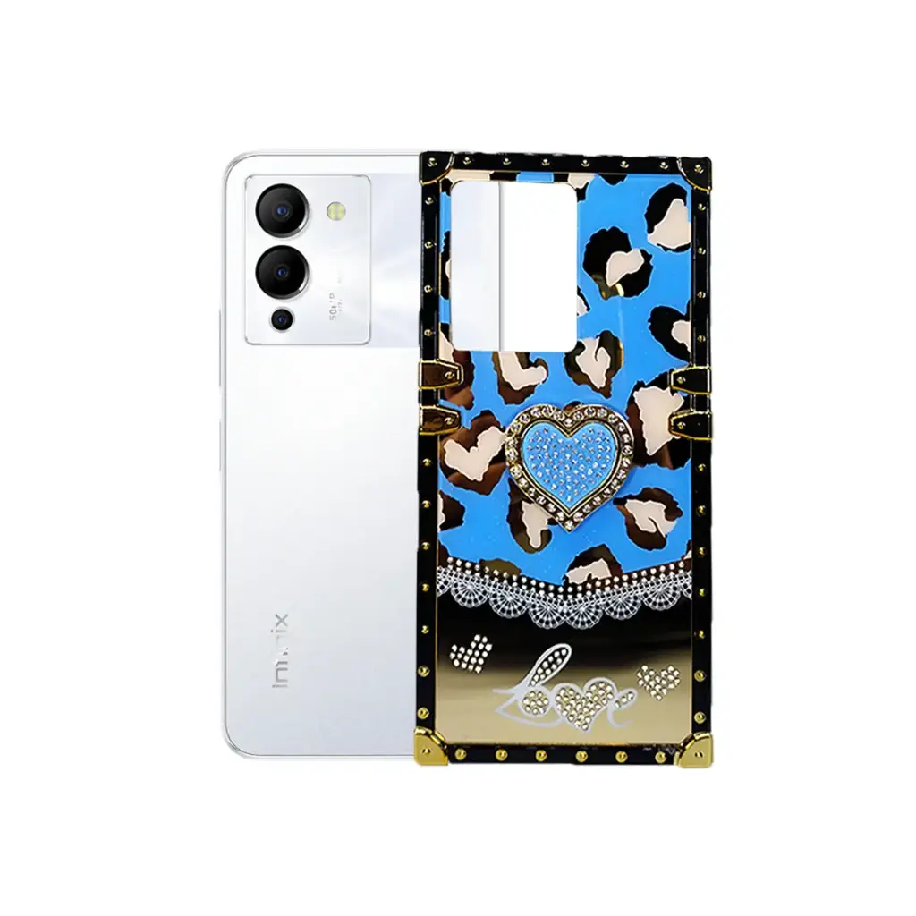 Infinix Note 12 G96 Ladies Luxury LV Case With Back Ring (Sky Blue)