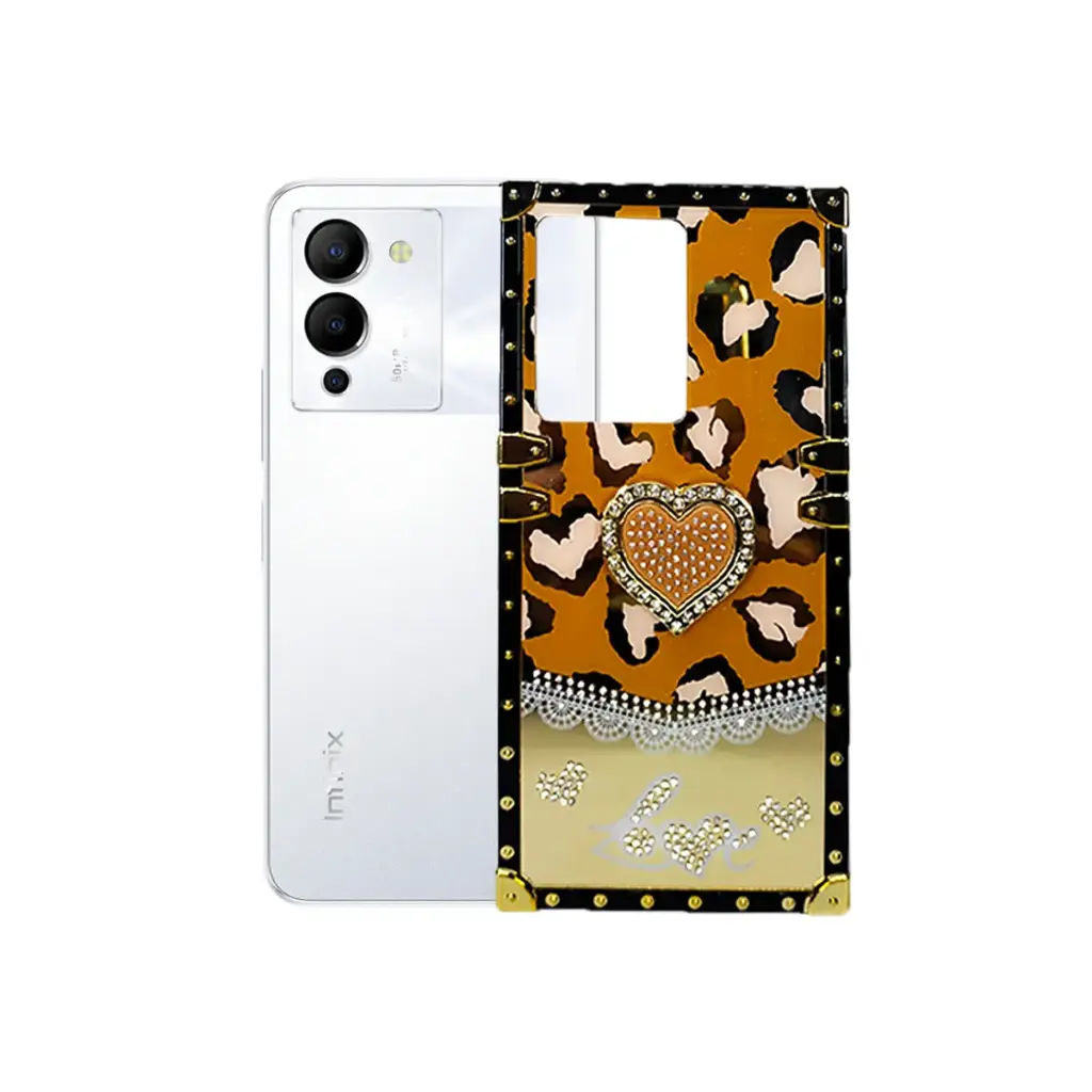 Infinix Note 12 G96 Ladies Luxury LV Case With Back Ring (Orange)