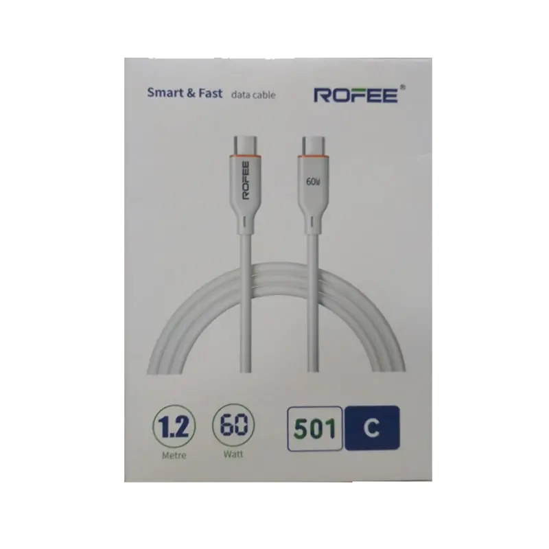 Rofee Smart & Fast Data Cable 60W 1.2m C2C Soft Silicon Cable 501-C White 