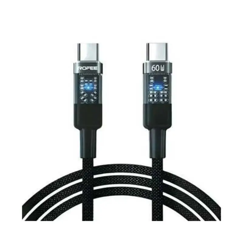 Rofee Smart & Fast Data Cable 60W 1.2m C2C PVC+Braided Cable 503-C Black 