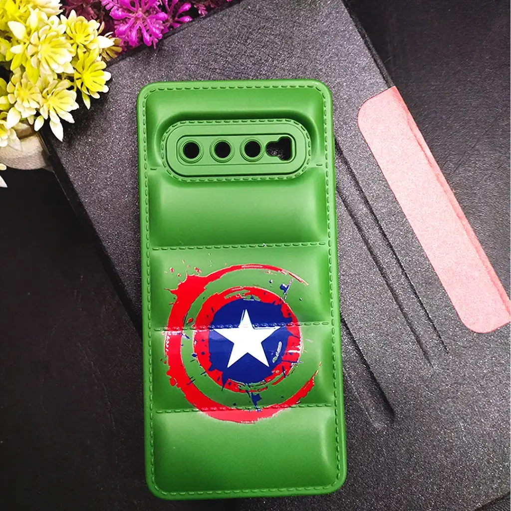 [PO14BSS10-18-11] Samsung Galaxy S10 Green 3D Puffer Back Printed Soft Silicone Case