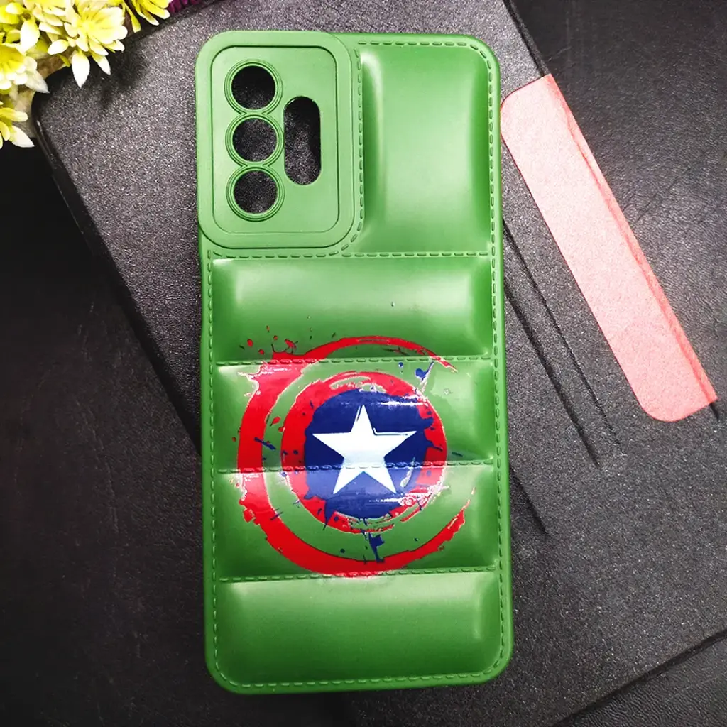 [PO14BSA13-18-11] Samsung Galaxy A13/A32 5G 3D Puffer Back Printed Soft Silicone Case - Green