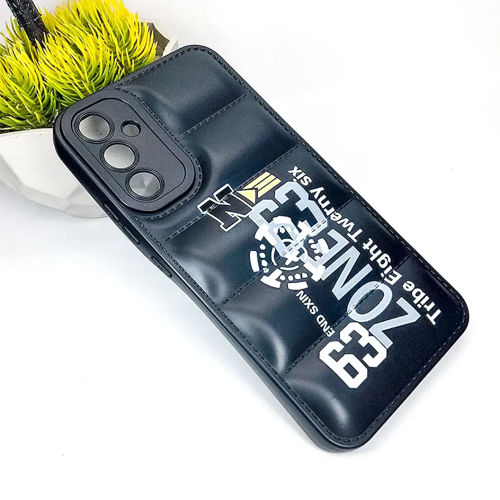 [PO14BSA34-18-2] Samsung Galaxy A34 3D Puffer Soft Silicone Back Case - Black