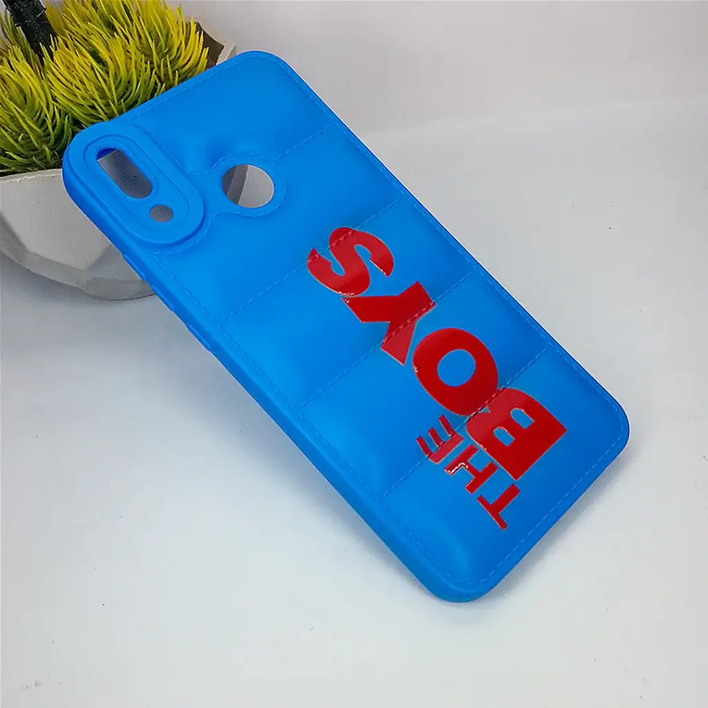 Huawei Y9 2019 3D Puffer Back Printed Soft Silicone Back Case (Blue)