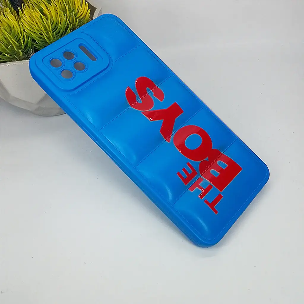[PO14BOF17-18-3] Blue 3D Puffer Printed Soft Silicone Back Case for Oppo F17