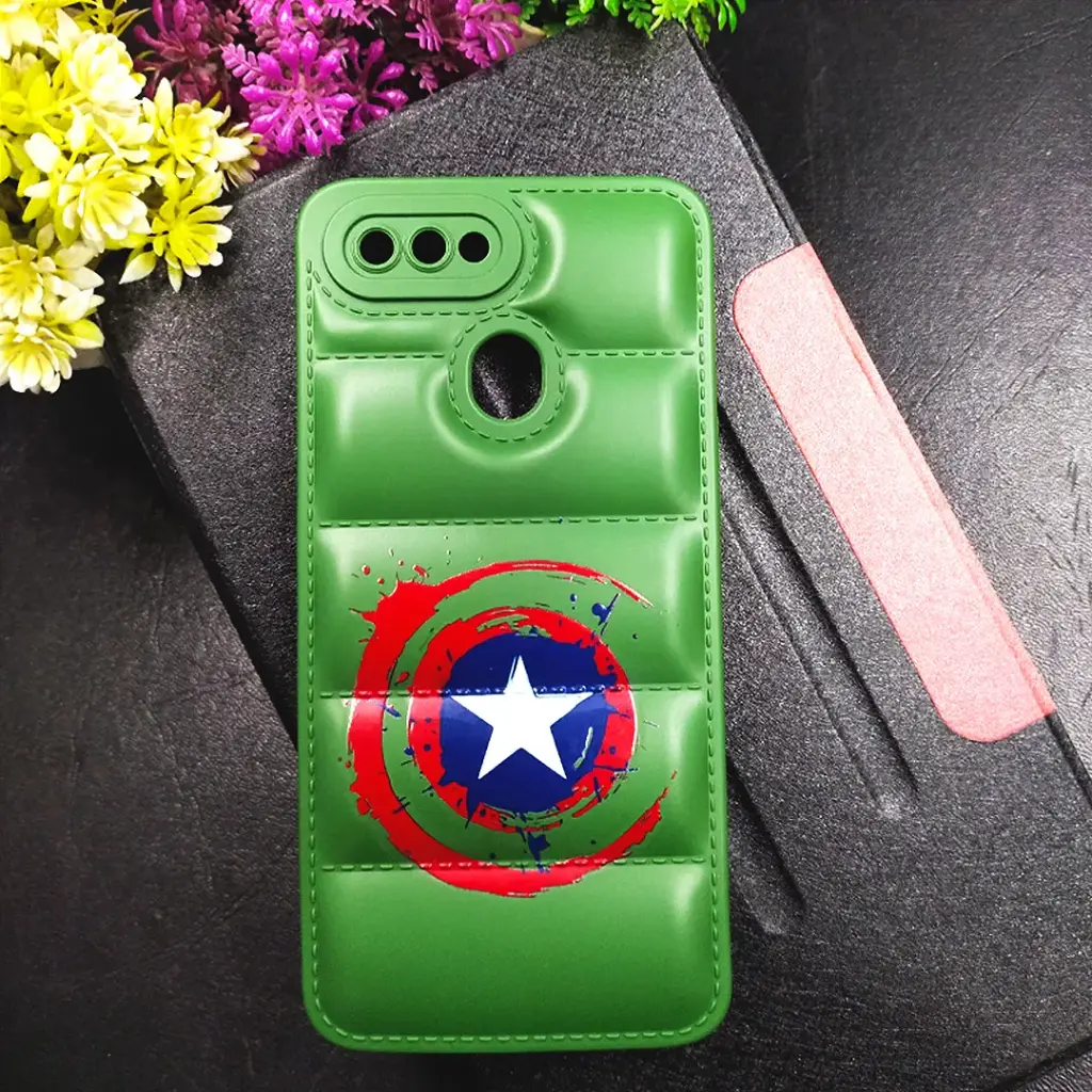 [PO14BOA5S-18-11] Oppo A5S/F9/A7/A12/A11K Puffer Printed Soft Silicone Back Case - Green