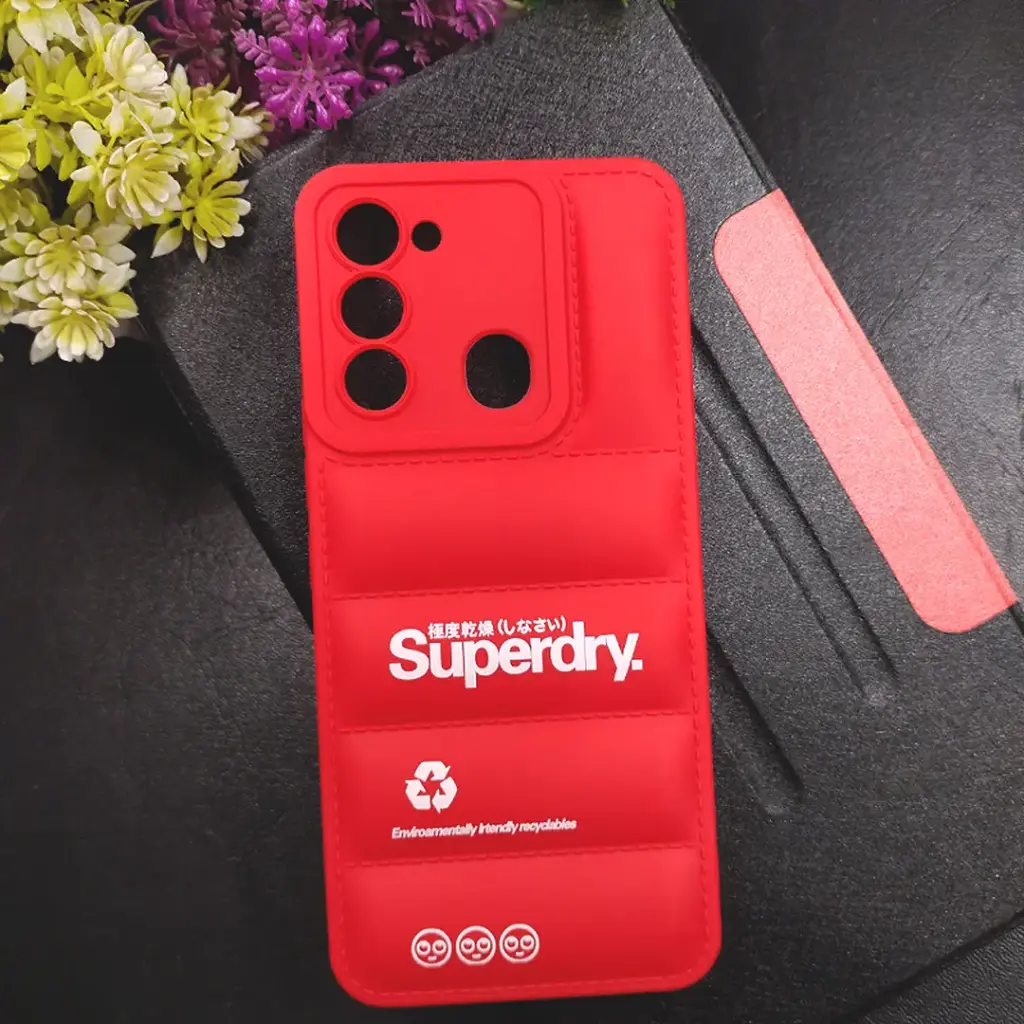 [PO14BTSPRK8C-18-4] Tecno Spark 8C, 9 & Go 2022 3D Puffer Printed Soft Silicone Back Case - Red