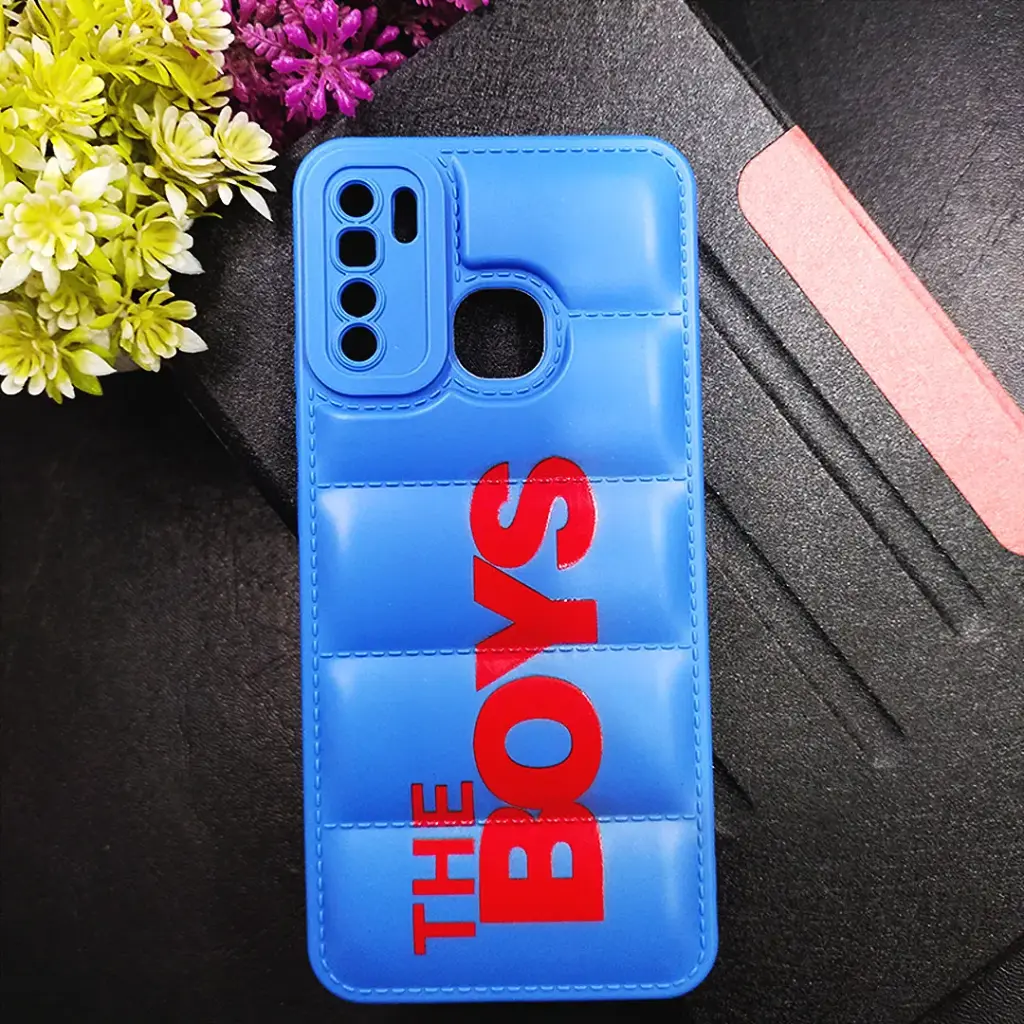 Blue 3D Puffer Printed Soft Silicone Back Case for Infinix S5/S5 Lite